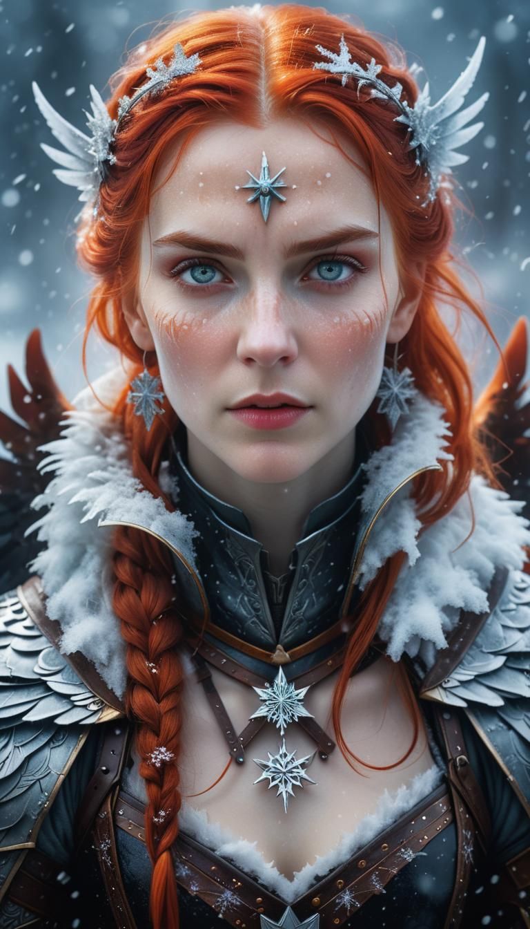 Icy Queen Kisses Witcher in Fantasy Portrait