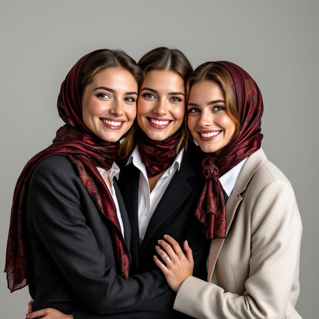 Women in Elegant Business Suits Share Warm Moment