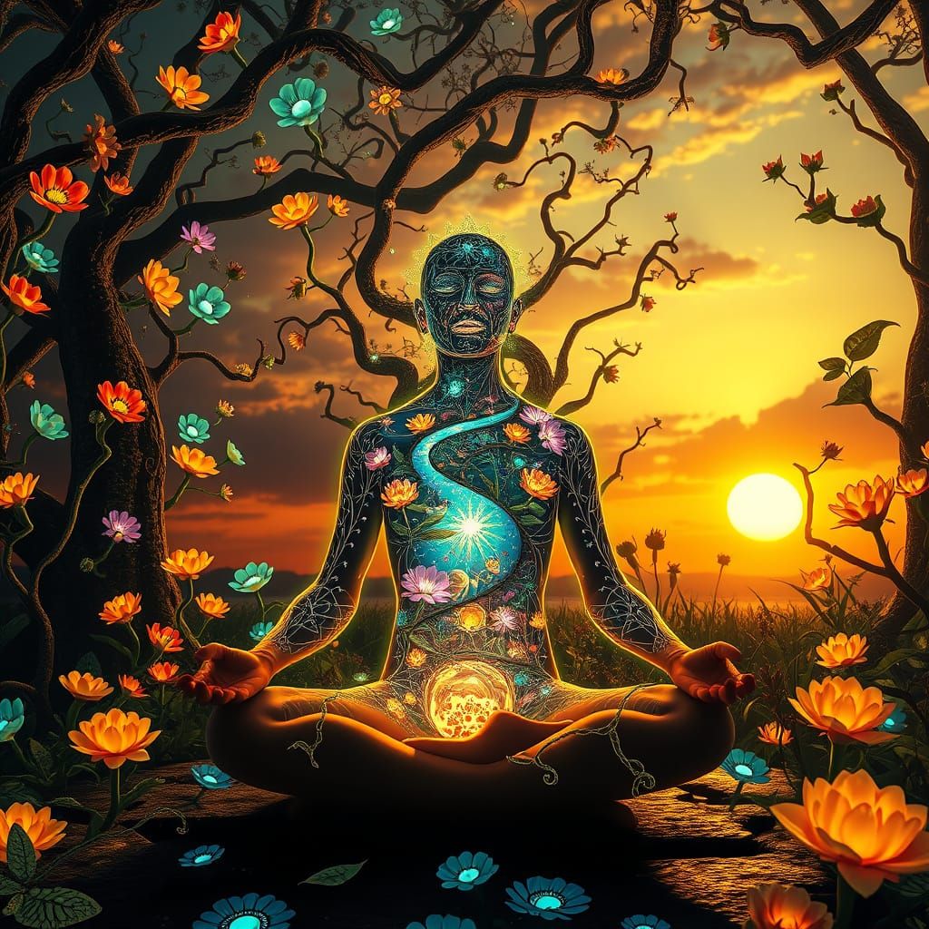 Ethereal Mystic Amidst Luminous Labyrinth