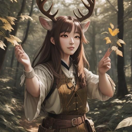 Deer Snout in Forest Glade, Manga Style