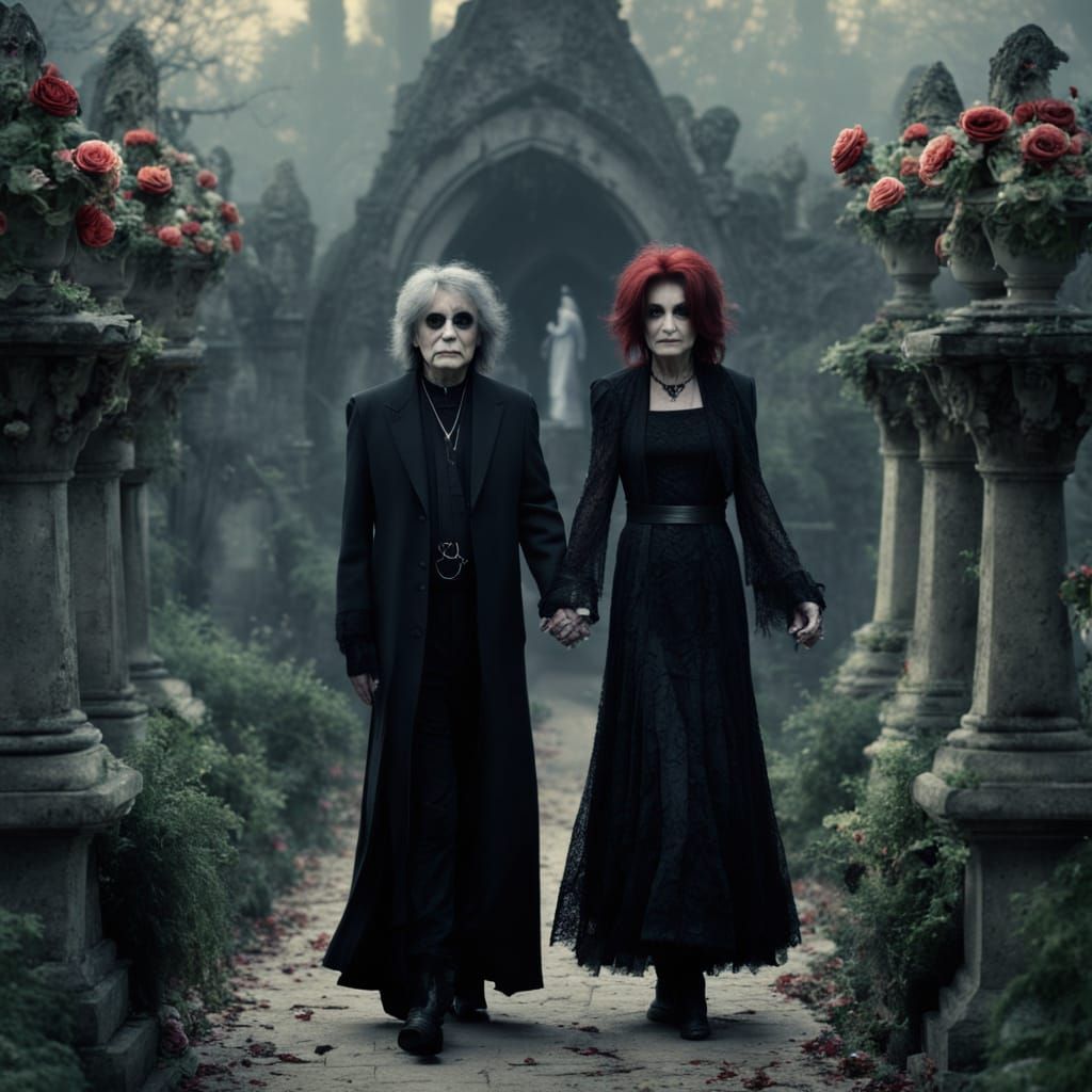 Ozzy and Sharon: Gothic Romance in a Burton-esque Garden