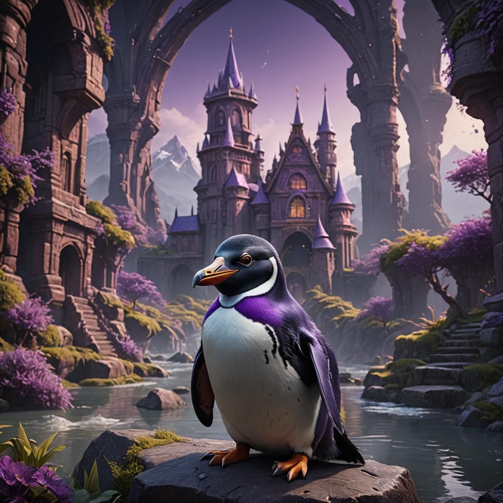 Liseran Purple Penguin Portrait on Artstation