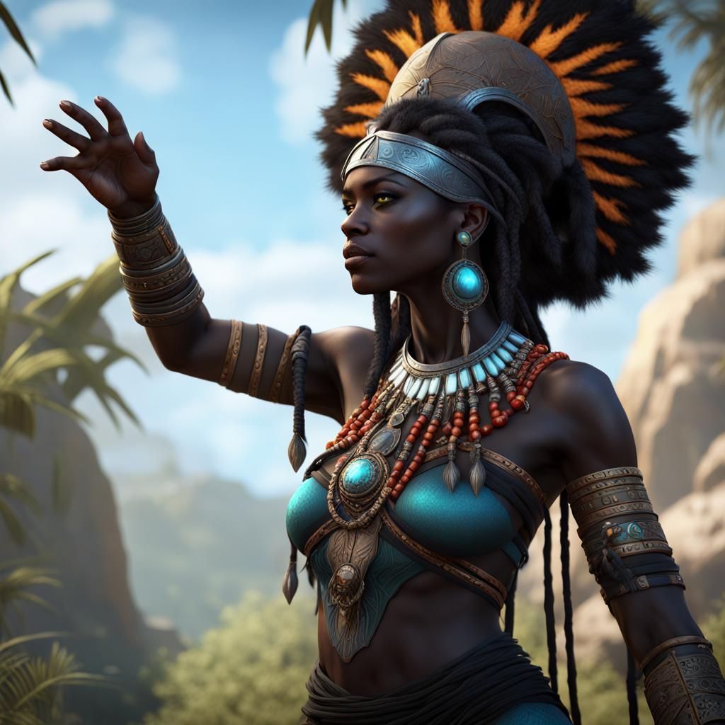 Panther Shaman Priestess: Detailed Fantasy Art