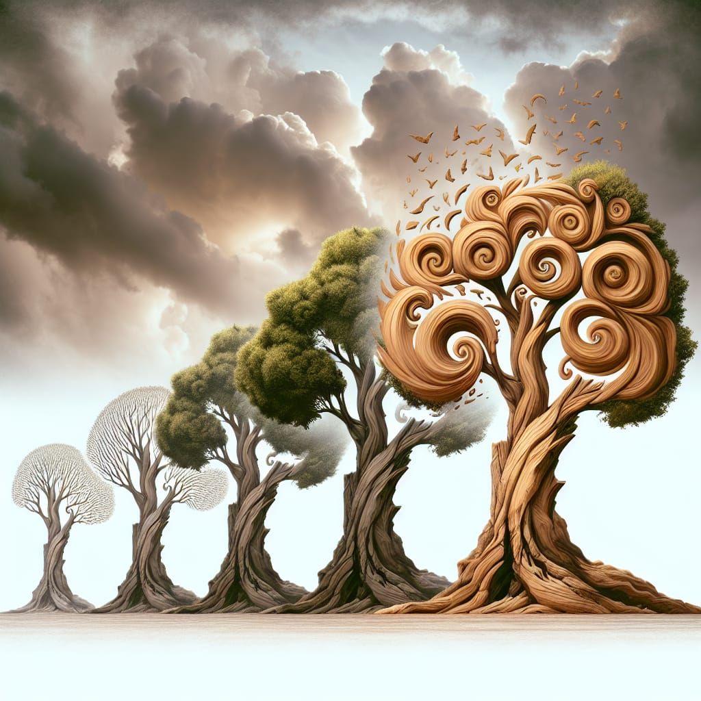 Tree's Transformation: From Forest Giant to Carved Ornament