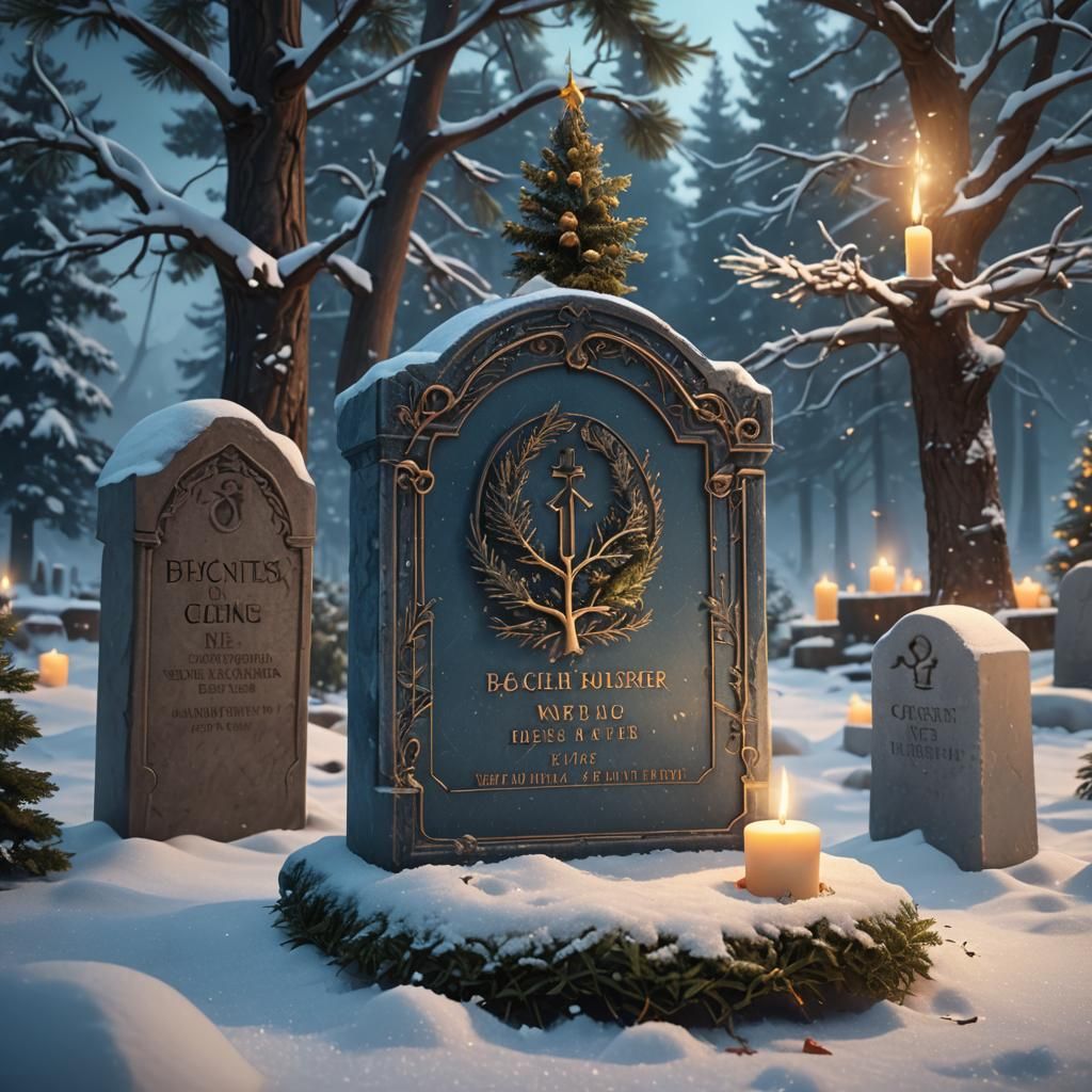 Infant Gravestone in Winter Snow: Matte Painting