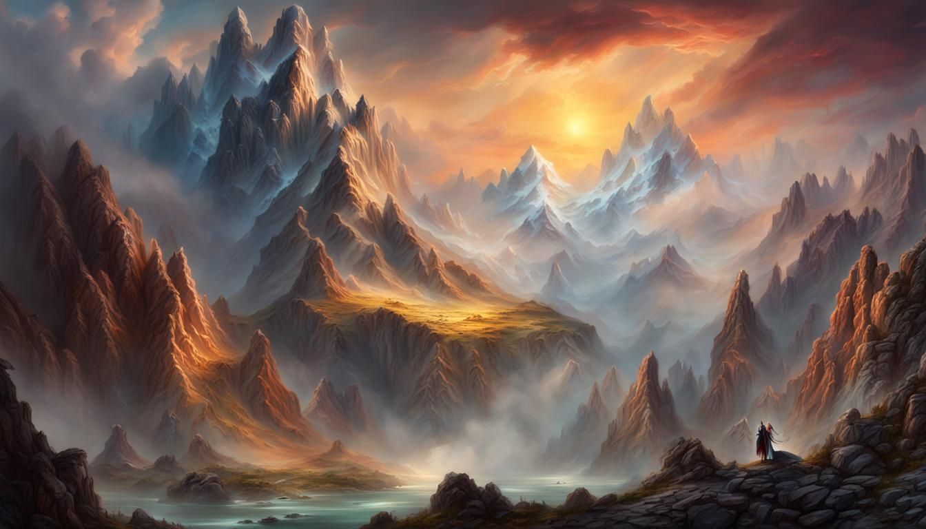 Fantasy Mountains in Dramatic Digital Painting Style