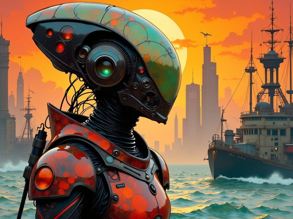 Cyber Cosmonaute Engages Alien in Futuristic Fashion Show