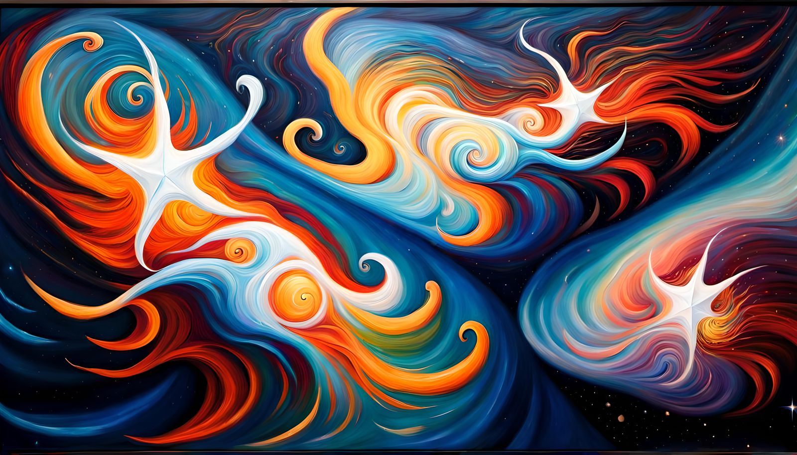 Flare-Stars Dance in Impasto Oil Painting