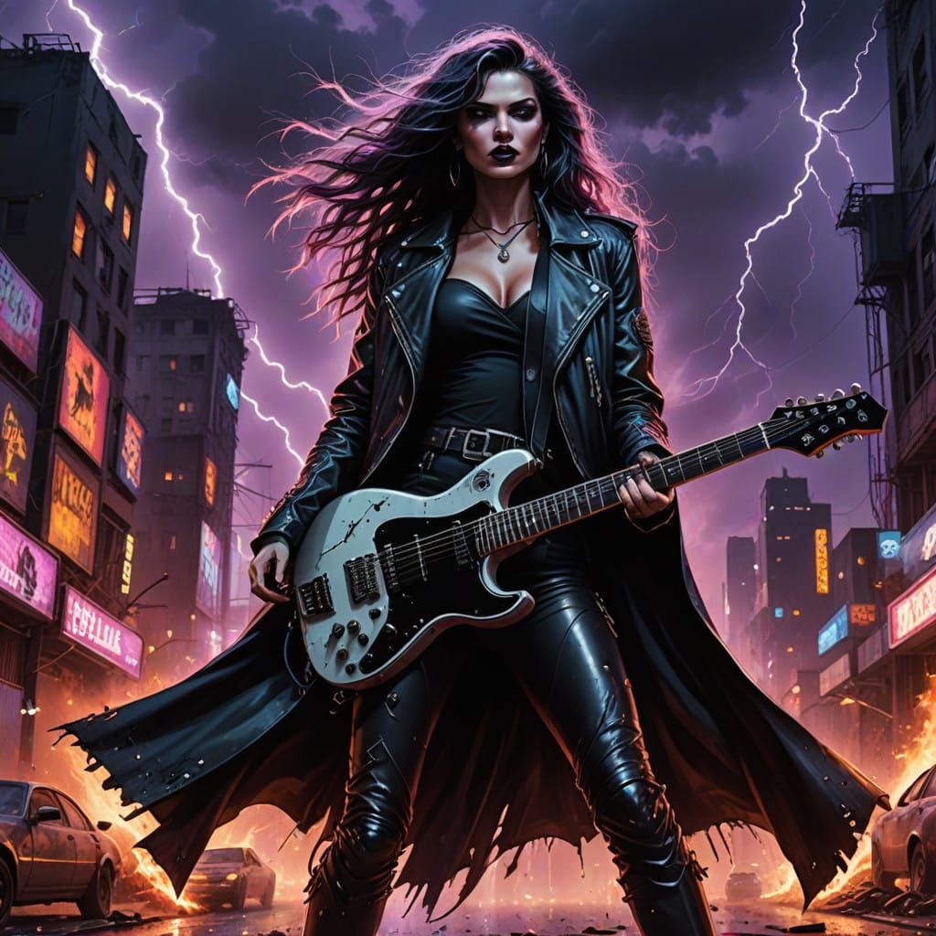 Heavy Metal Goddess Unleashes Fury in Ruined City