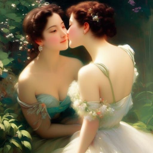 Two Women in Love, Anime-Inspired Illustration