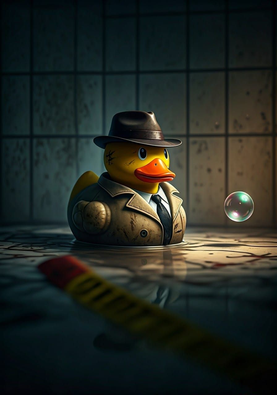 A noir detective rubber duck