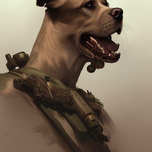 Hyperdetailed Portrait of a Canine Army