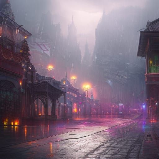 Rainy Day in a Fantasy Metropolis