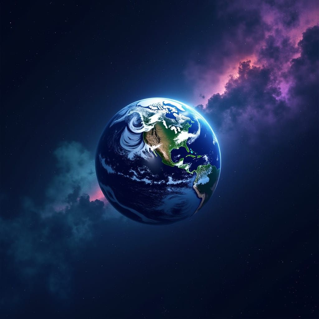 Breathtaking, Cel-Shaded Earth in Vibrant Space