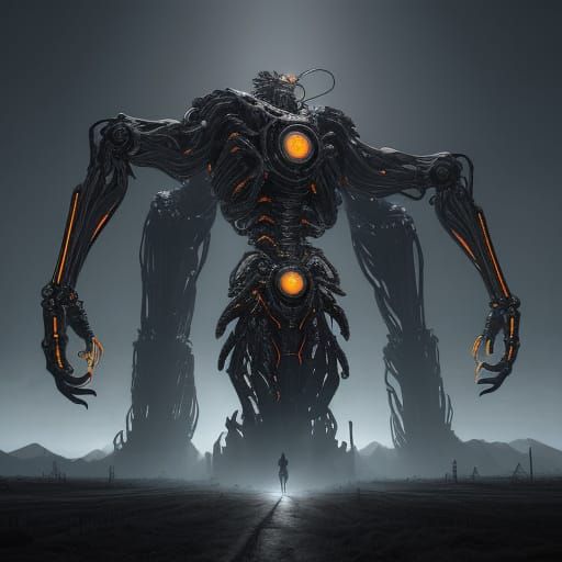 Giant Cameraman: Humanoid Machine in Dark City