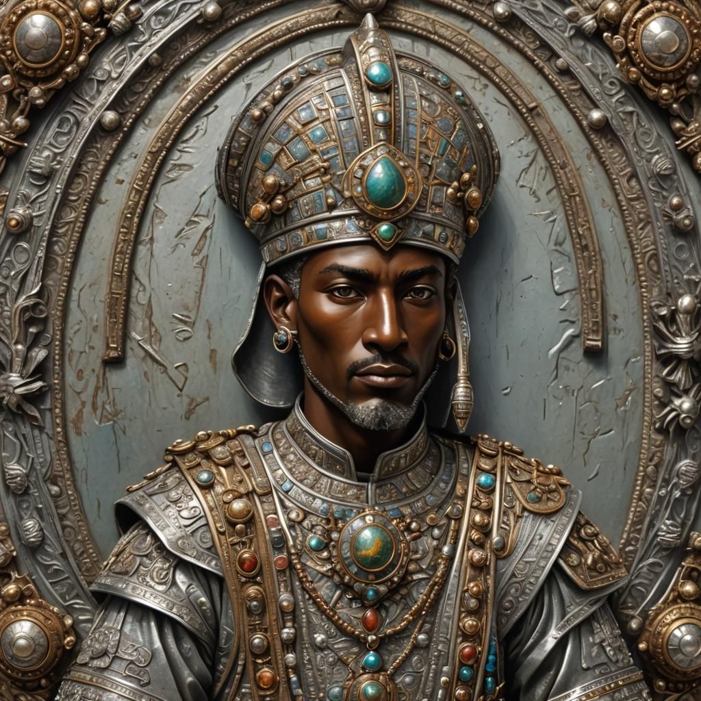 Nubian Guard Brooch in Oriental Painting Style