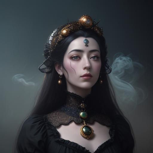 Victorian Woman in Surrealist Dreamscape, Low Angle