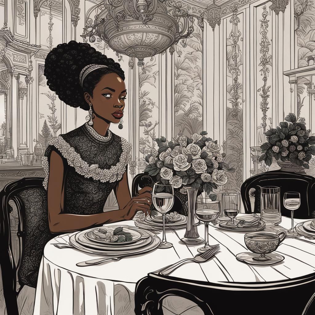 Royal Feast: Black Girl and King in Pompart Style