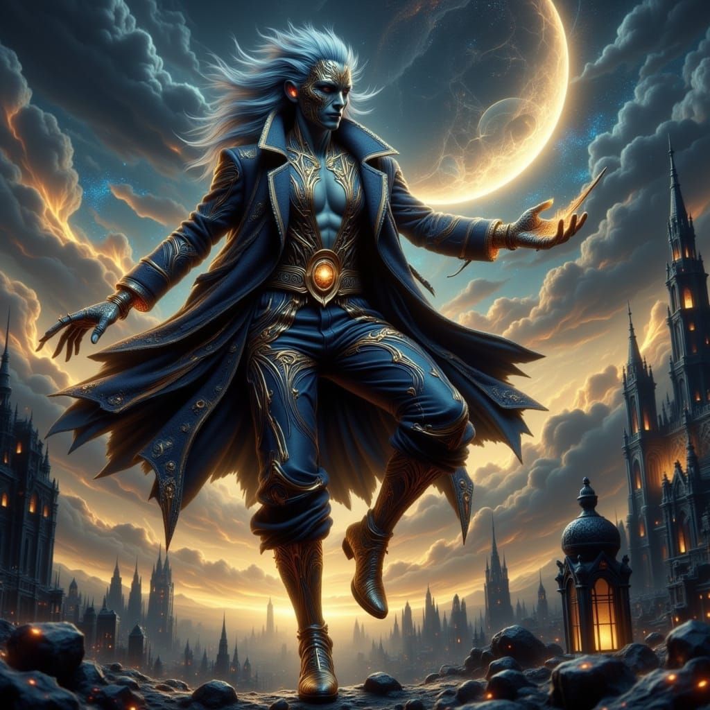 Cyberpunk Thief in Midnight Sky