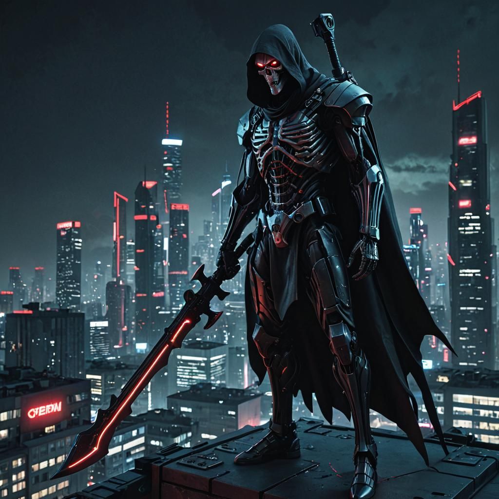 Cyberpunk Grim Reaper with Executioner Axe