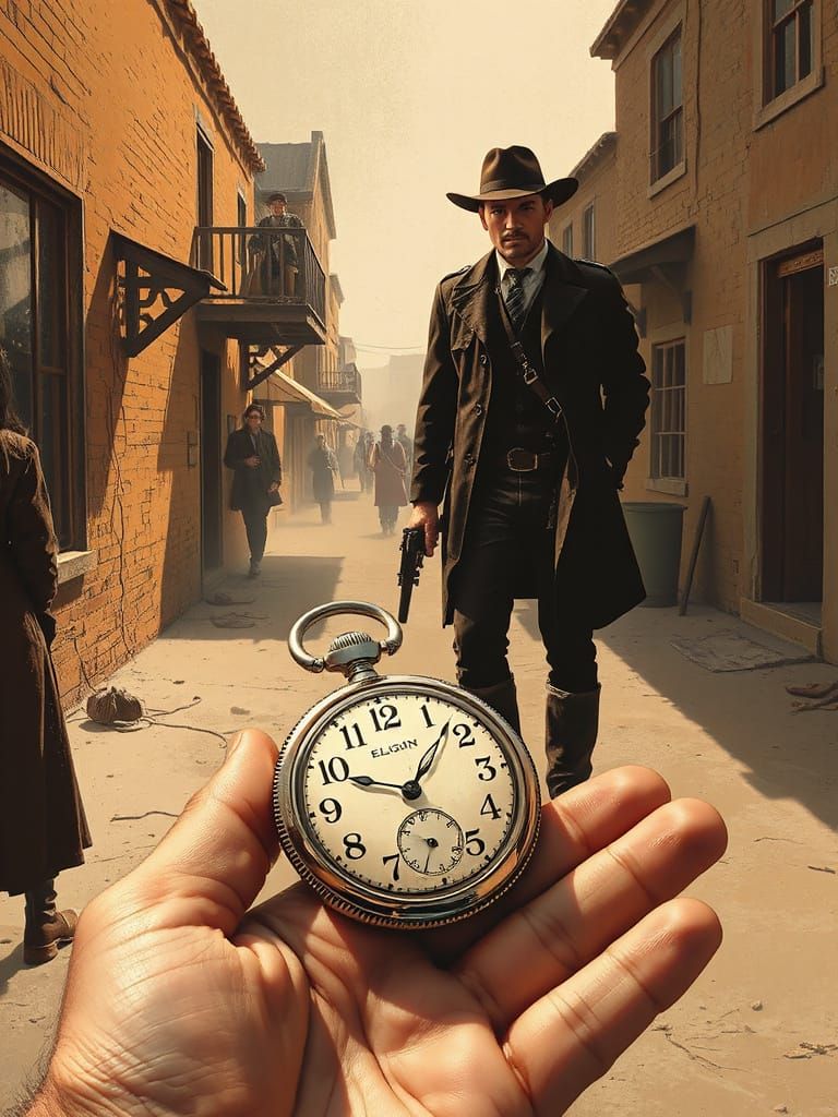 Gritty Wild West Gunslinger Standoff at Noon