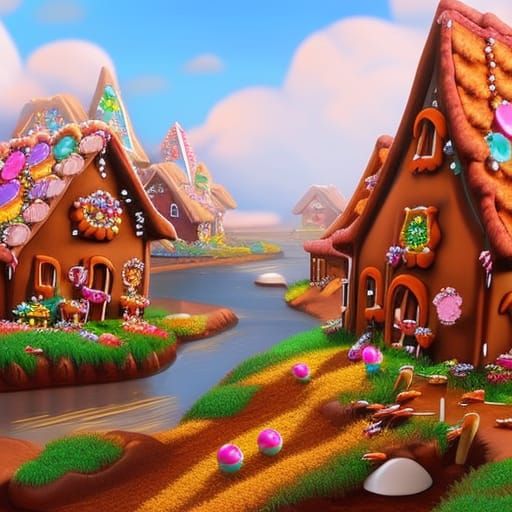 Chocolate River Flows Through Gingerbread Village