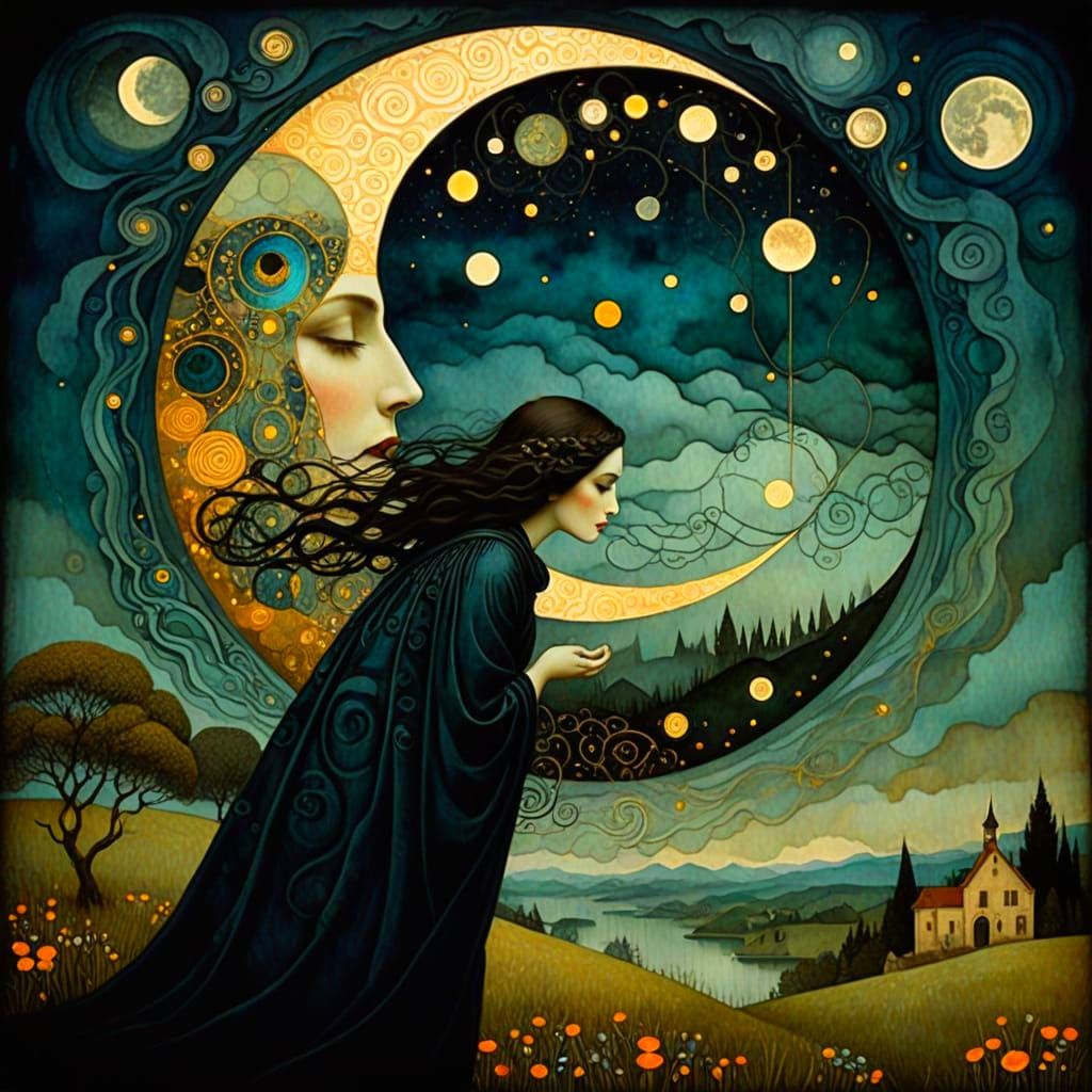 Ethereal Black Moon Rises Over the Peacefield