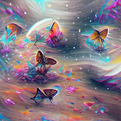 Cosmic Butterflies in Holographic Astral Illustration