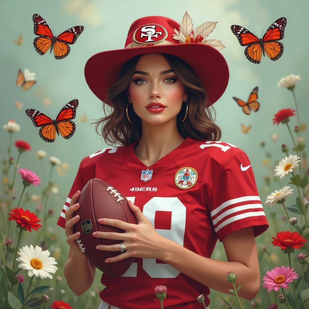 49ers Football Fan in Fantasy Garden