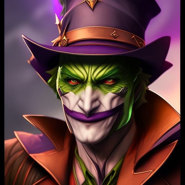 Raven Joker Portrait in Hyperdetailed Digital Art