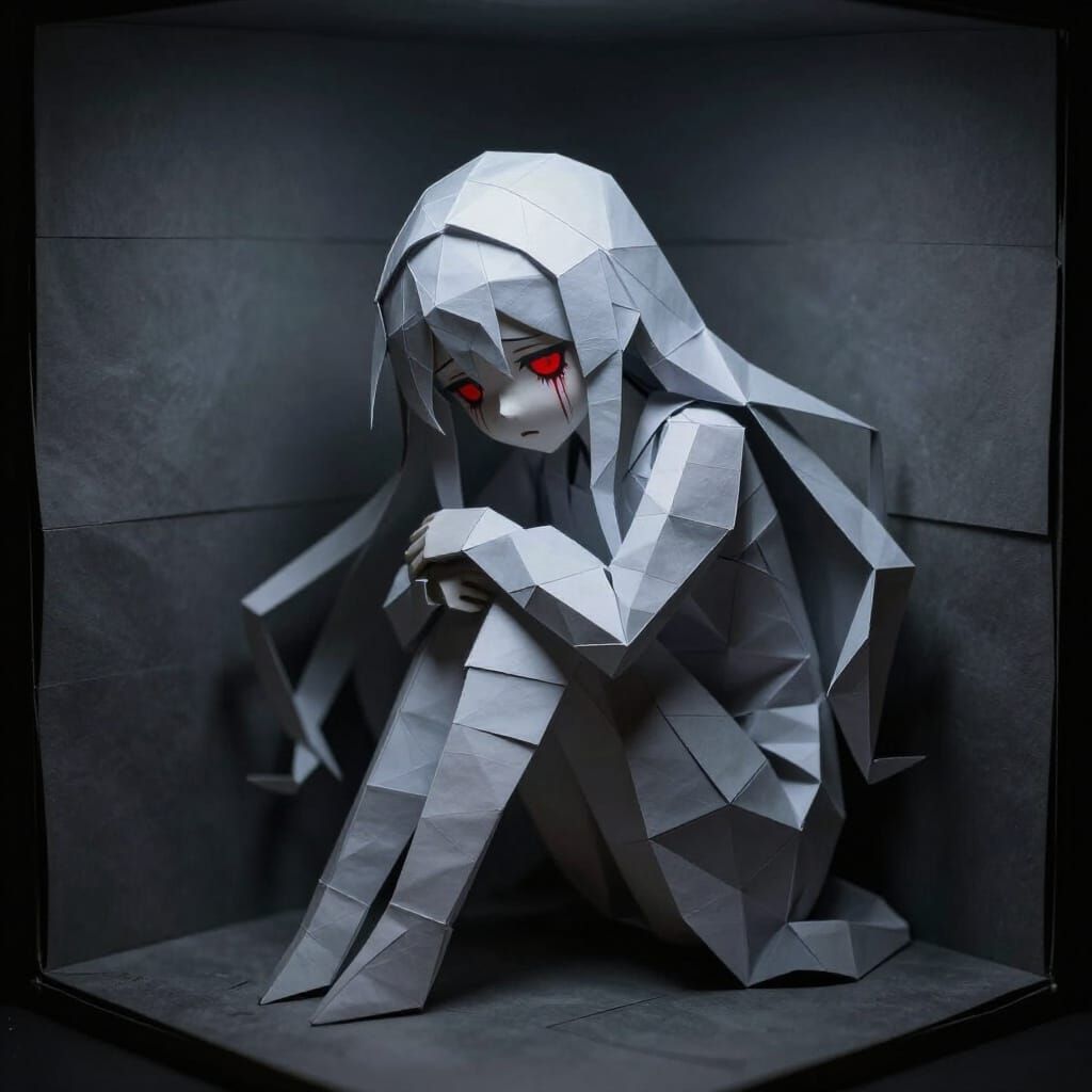 Ghostly Girl in Origami Style