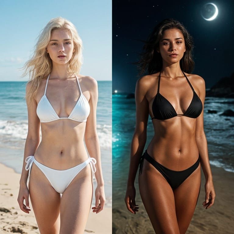 Day and Night Bikini Twins: Light vs. Dark
