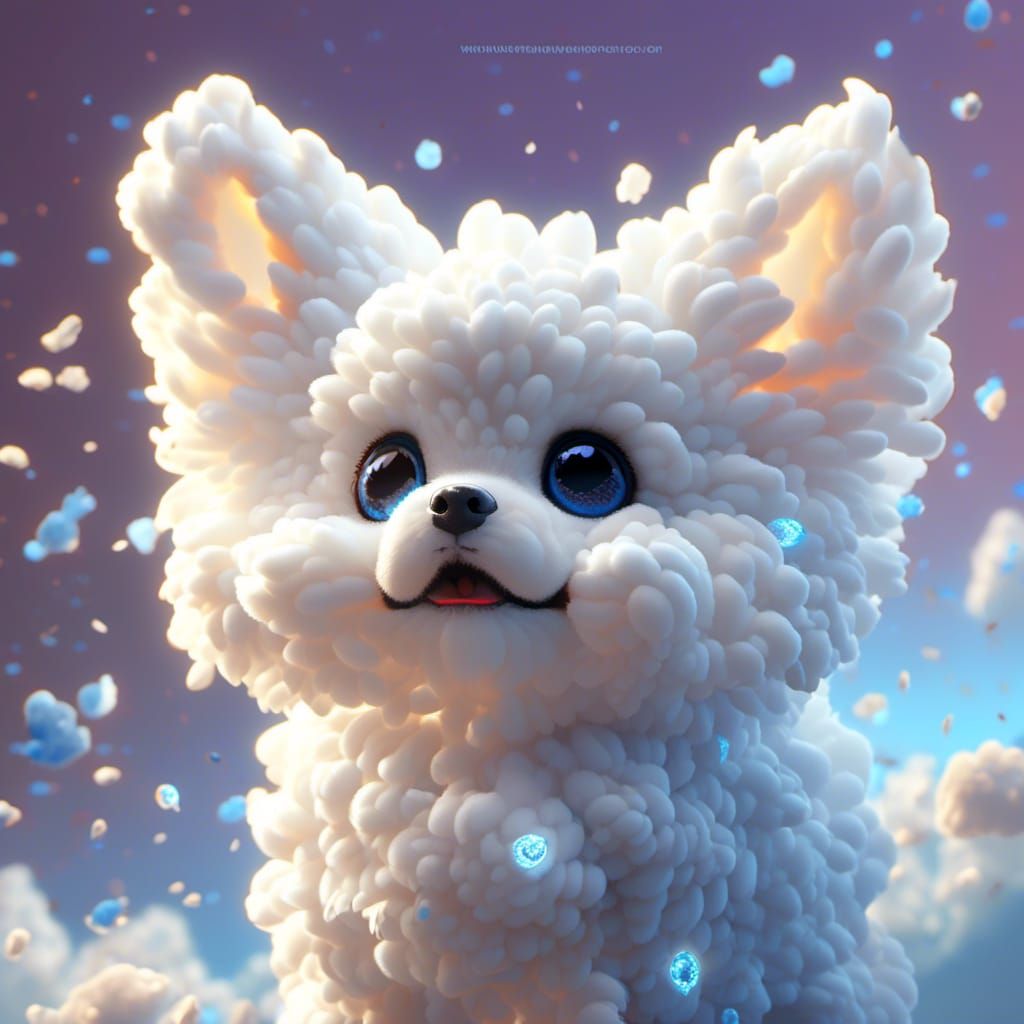 Cute Little Dog in 3D Anime Style
