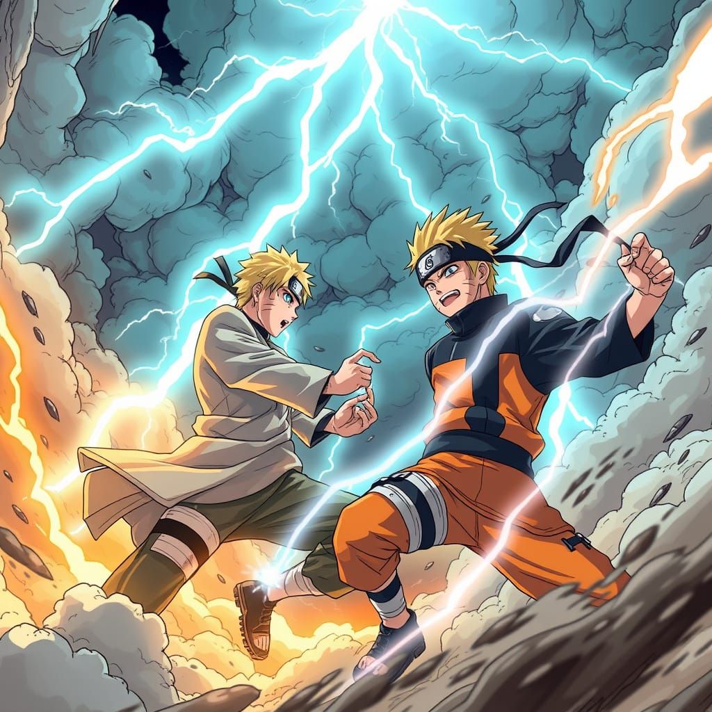 Gojo vs Naruto in Epic Cloud Battle