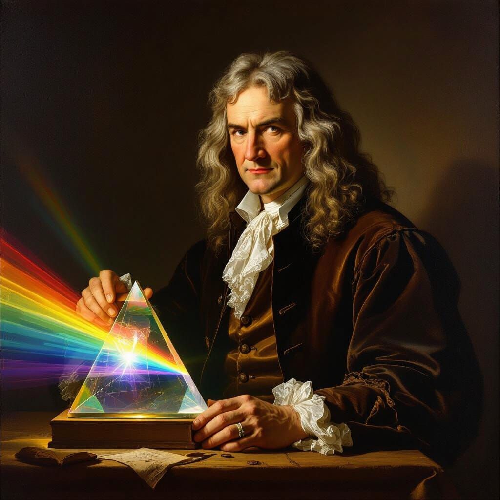 Isaac Newton's Prism Experiment in Baroque Style