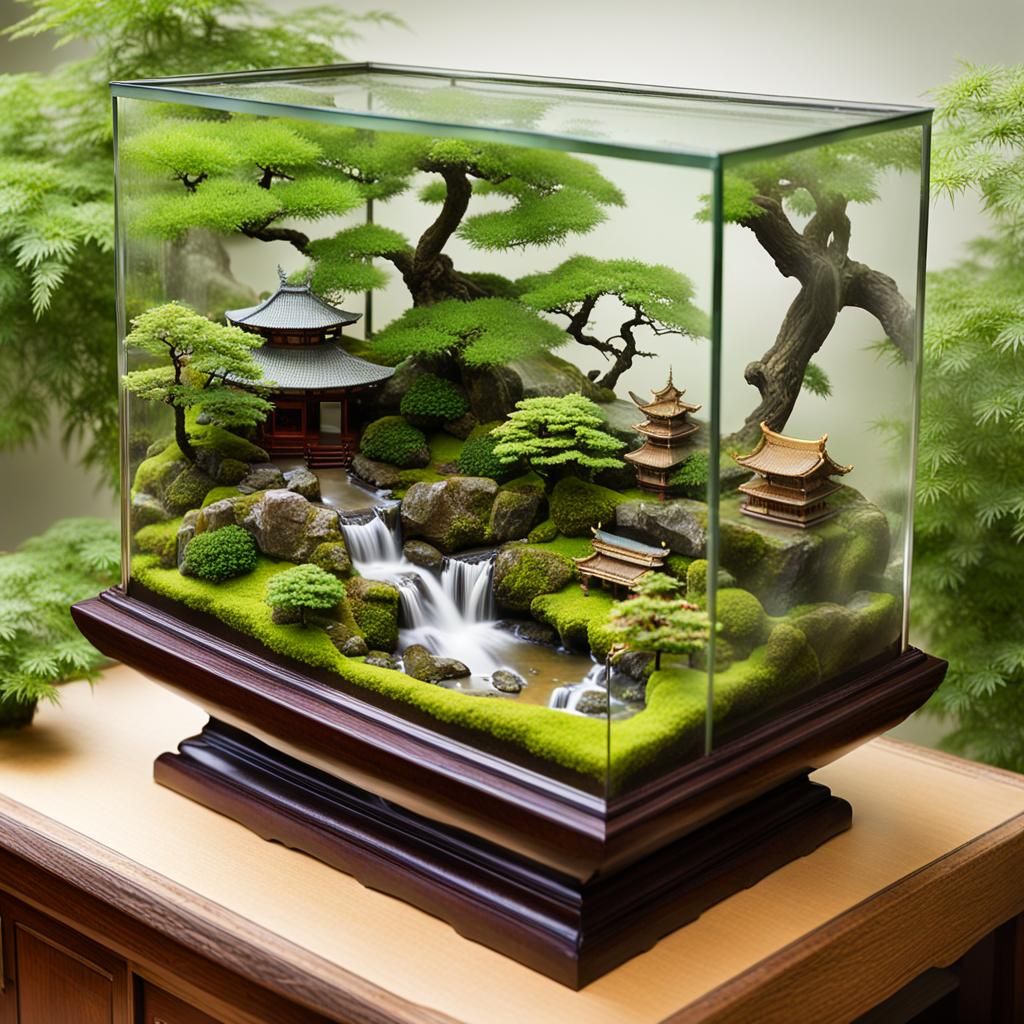 Japanese Garden Terrarium: Detailed Matte Painting