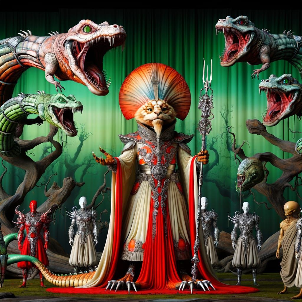 Crocodile-Badger Emperor in a Haunting Forest