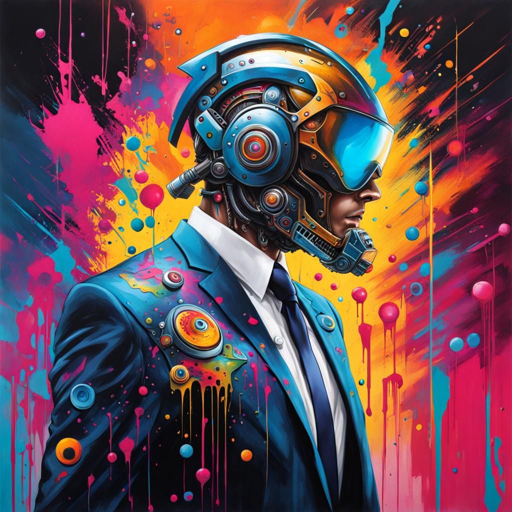 Cyborg in Business Suit: Graffiti Art