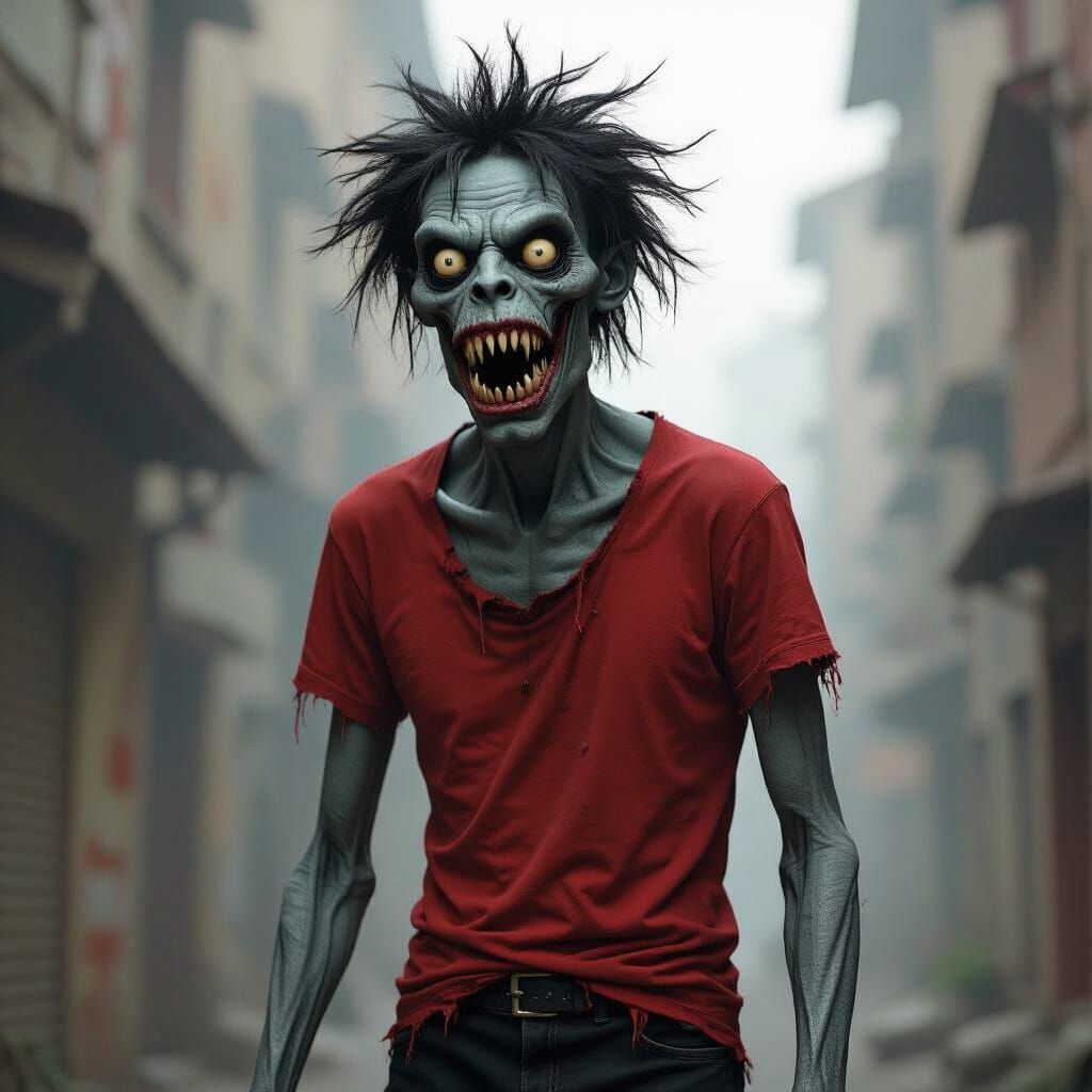 Menacing Gray Monster in Biomechanical Surrealism Style