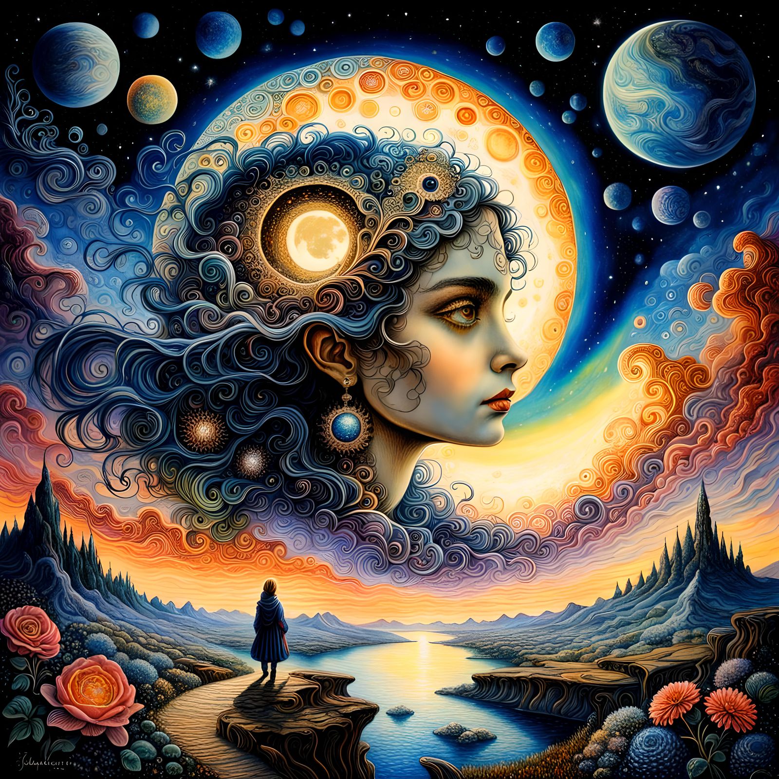 Galactic Moonscape in Gothic Hyperrealism Style