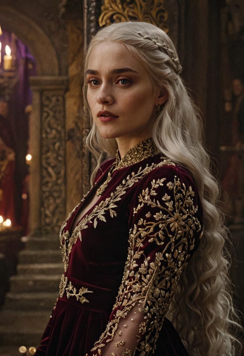 Medieval Princess in Throne Room: Photorealistic Portrait