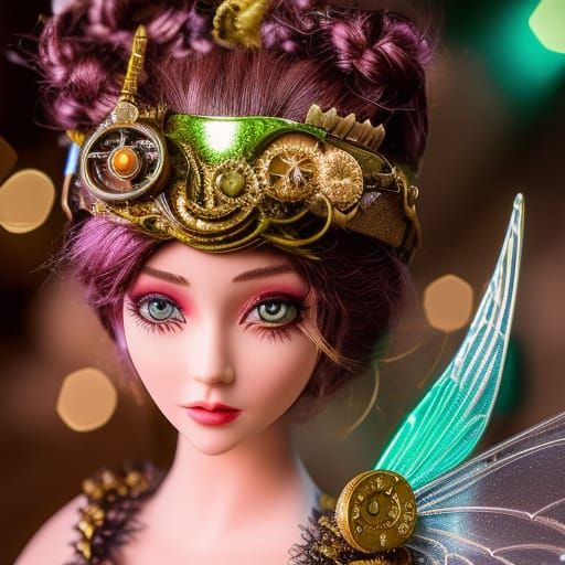 Steampunk Tinkerbell: Detailed Action Painting in 8K
