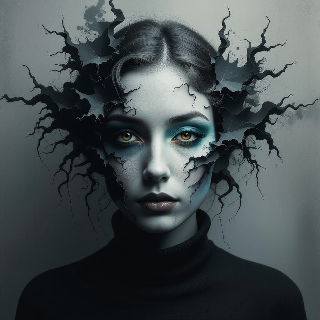 Abstract Psychological Projection Phobia in Stark Digital Ar...