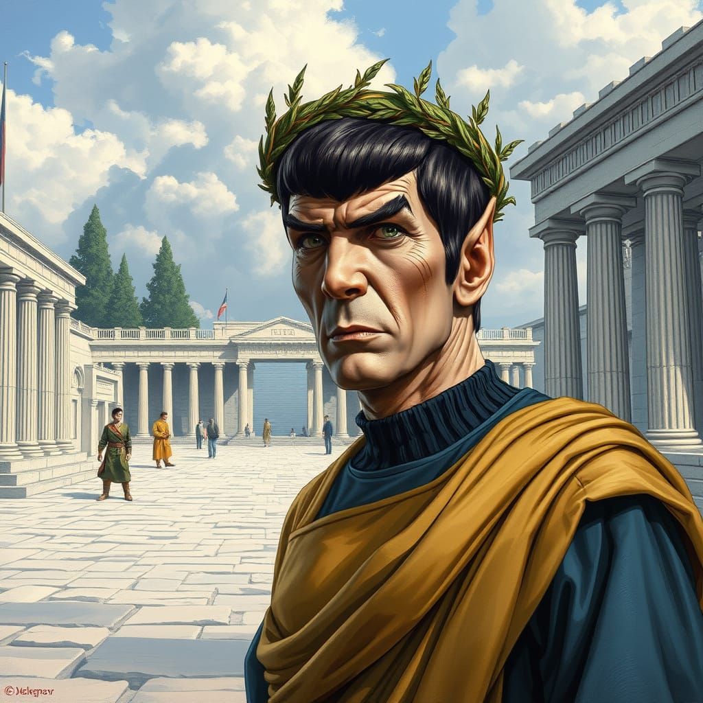 Spock as Greek Philosopher in Digital Art