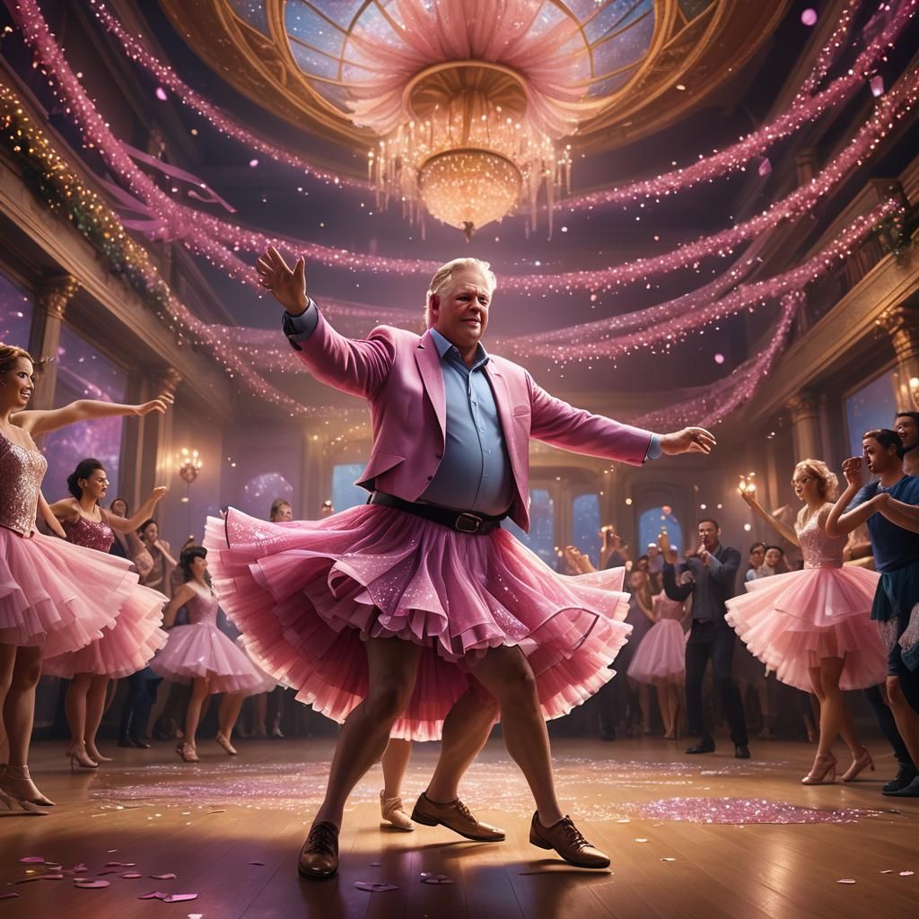 Ontario premier Doug Ford dancing while wearing a pink tutu