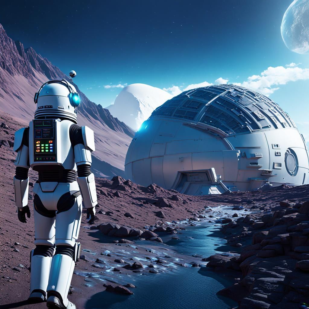 Marvin the Android: Hitchhiker's Guide Detailed Painting