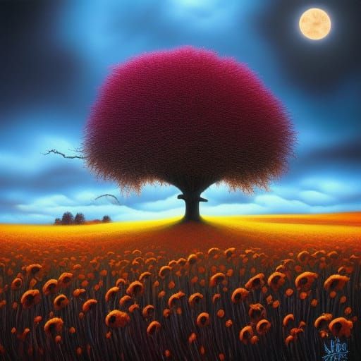 Halloween Pumpkin Wheat Field Digital Art