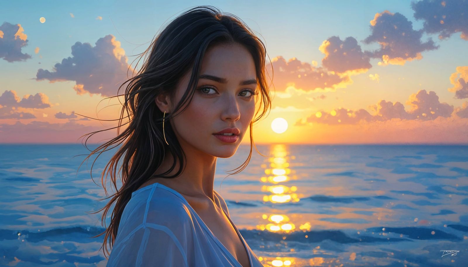 Calm Sea After Storm in Graffiti Art Style