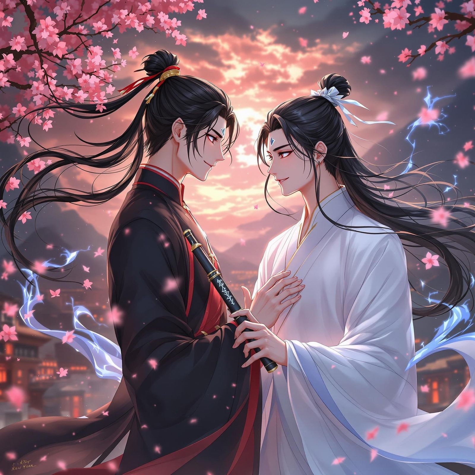 Handsome Cultivators in a Stormy Chinese Landscape