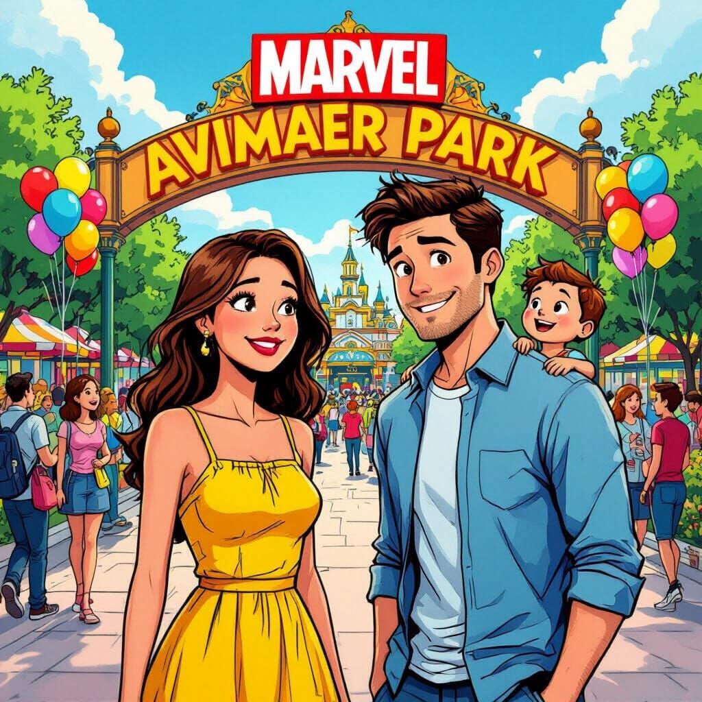 First Date Comic Book Art in Marvel Style